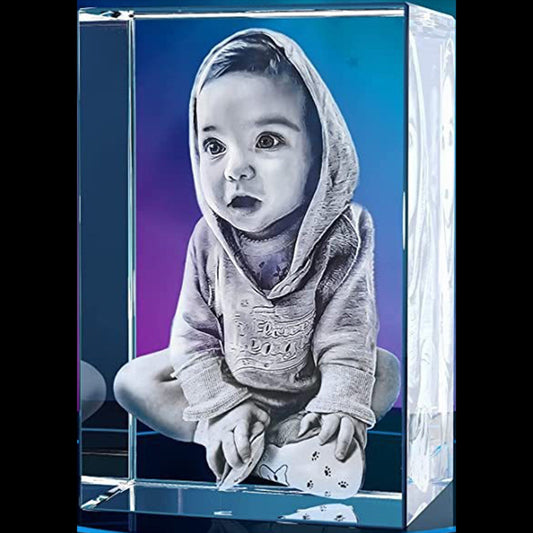 3D Photo Engrave Customized Crystal Cuboid Straight Edges Desktop Ornament Crystal Crafts Prismuse   