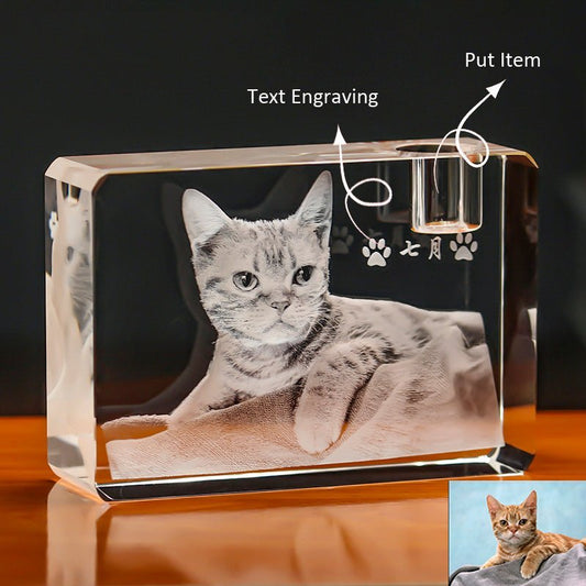 3D Photo Engrave Customized Crystal Cuboid Straight Edges With Hole Desktop Ornament Crystal Crafts Prismuse   