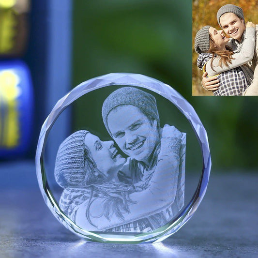 3D Photo Engrave Customized Crystal Round Desktop Ornament Crystal Crafts Prismuse Small  