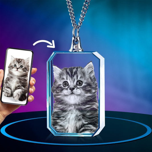 3D Photo Engraving Customized Crystal Pendant Necklace Cuboid Corner Cut Unique Crystal Crafts Prismuse   