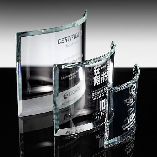 3D Engraving Customized Crystal Trophy Award Arc Square Single Trophy/Award Prismuse   