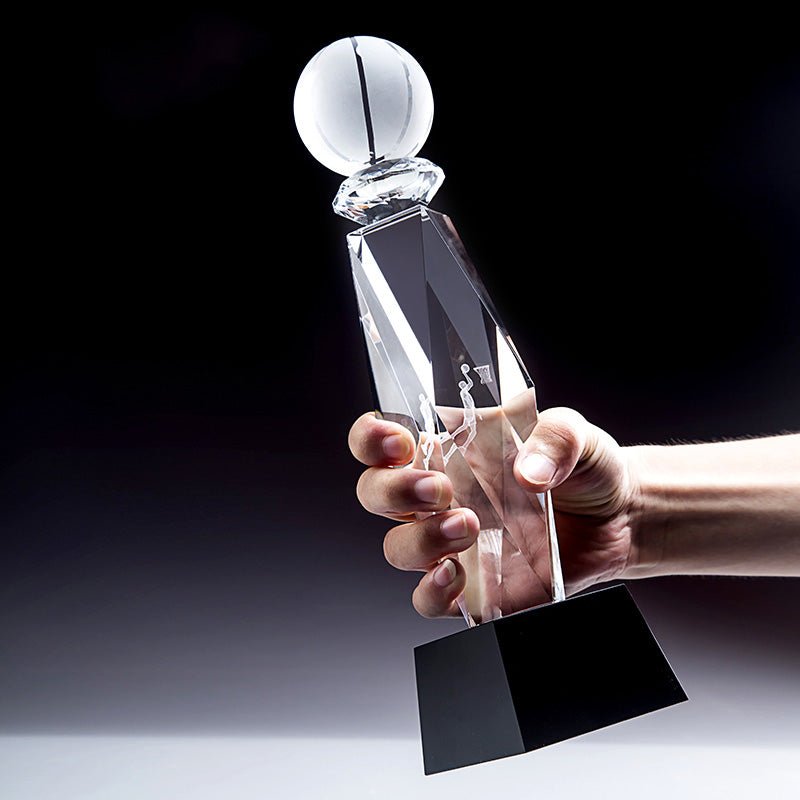 3D Engraving Customized Crystal Trophy Award Basketball Sports Black Base Trophy/Award Prismuse   
