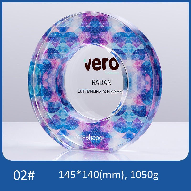 3D Engraving Customized Crystal Trophy Award Circle Round Color Printing Hollow Trophy/Award Prismuse 02  